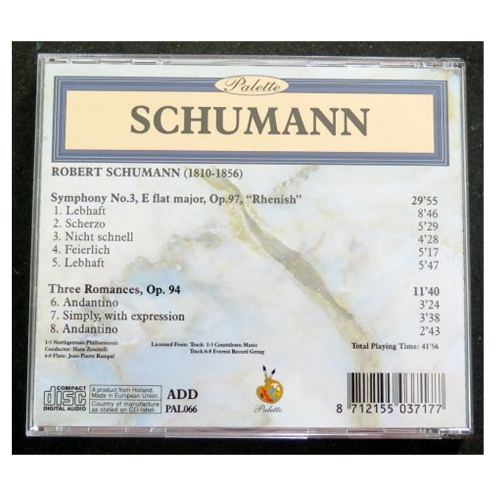 DISQUE CD SCHUMANN symphonie n° 3 Rhenish et Three Romances