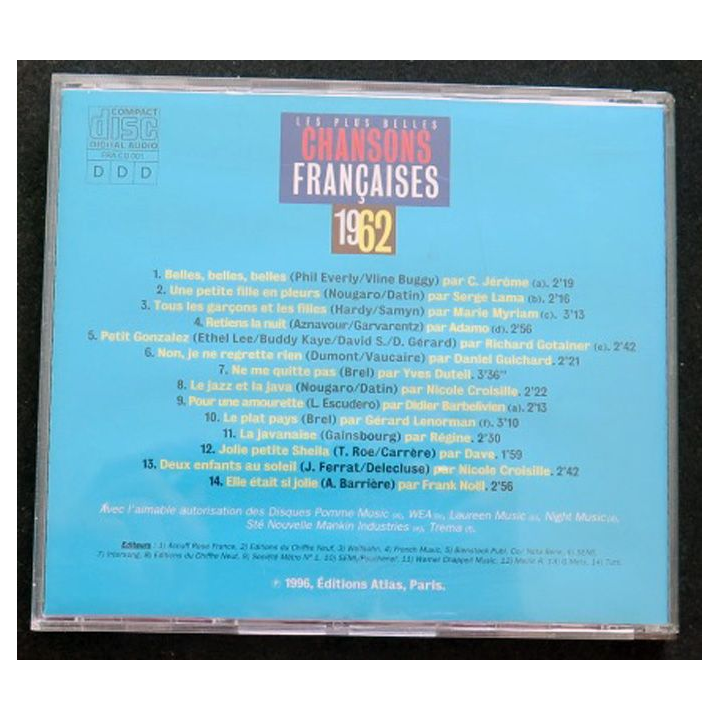 DISQUE CD 1962 Les plus belles chansons françaises