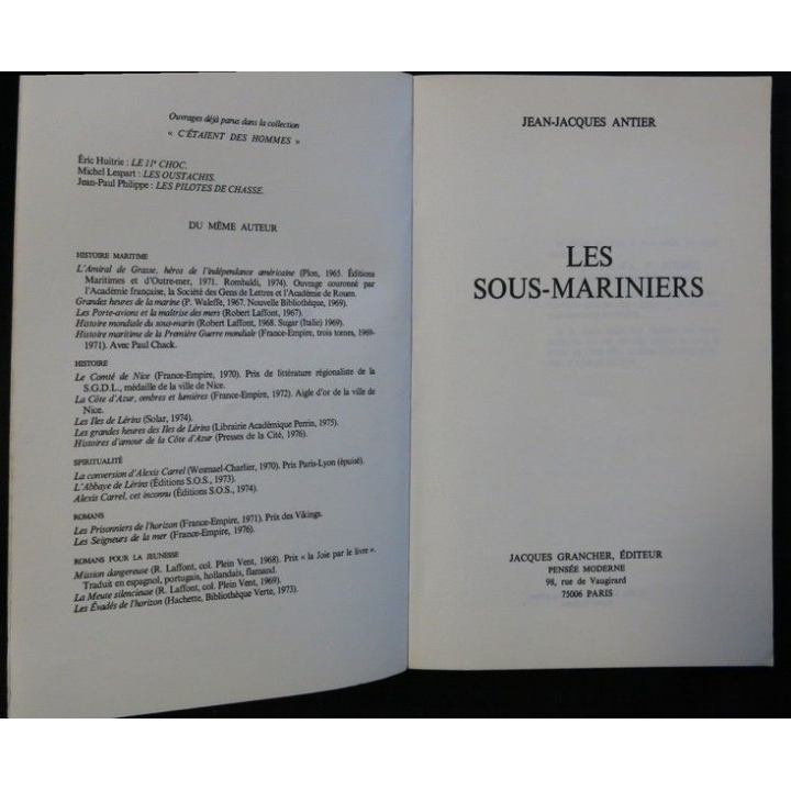 Les sous-mariniers de Jean-Jacques Antier aux éditions La Pensée Moderne
