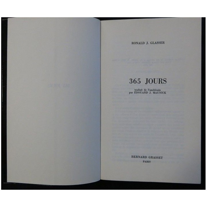 365 jours de Ronald J. Glasser aux éditions Grasset