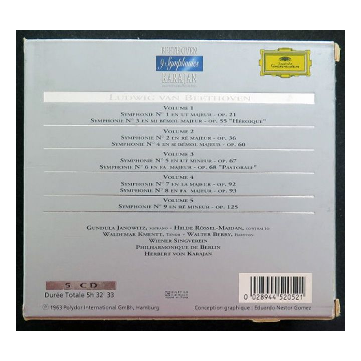 5 DISQUES CD BEETHOVEN 9 symphonies KARAJAN Orchestre Berlin