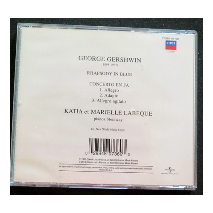 DISQUE CD Katia et Marielle Labeque Gershwin version pour deux pianos