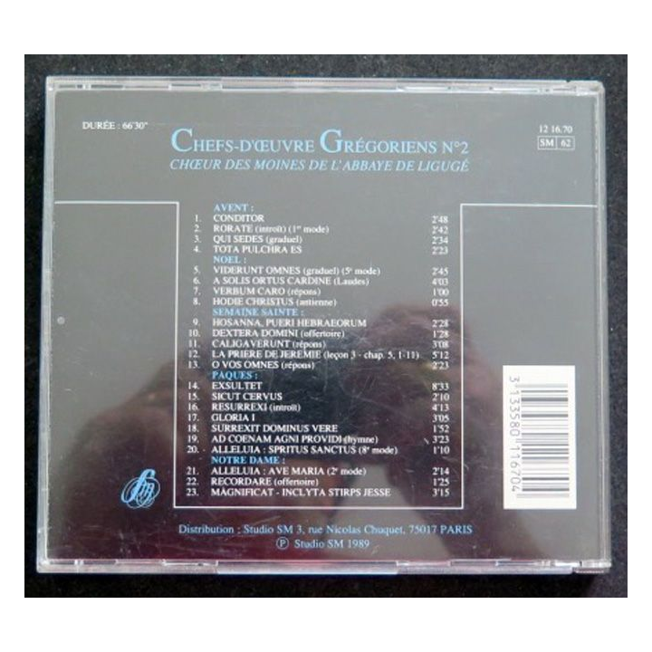 DISQUE CD Chefs d'Oeuvre Grégoriens n° 2 Abbaye de Ligugé