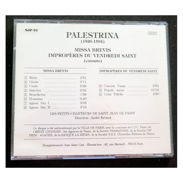 DISQUE CD Palestrina les petits chanteurs de Saint Jean de Passy