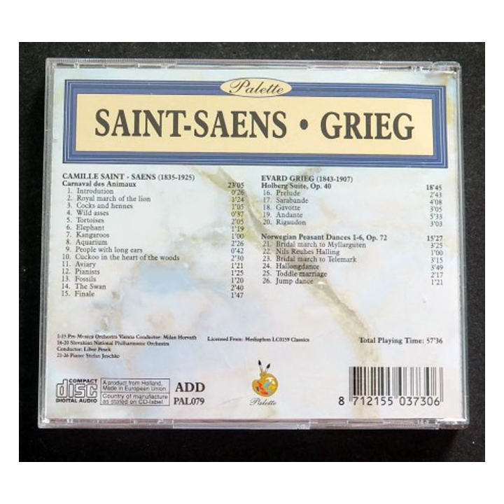 DISQUE CD SAINT-SAENS GRIEG Carnaval des animaux, Holberg suite