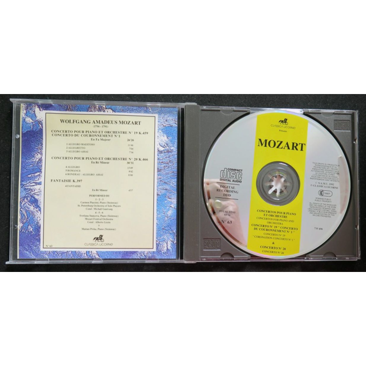 DISQUE CD MOZART concertos pour piano et Orchestre n° 19 et n° 20