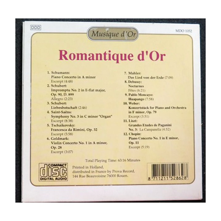 DISQUE CD Musique d'Or Romantique d'or 