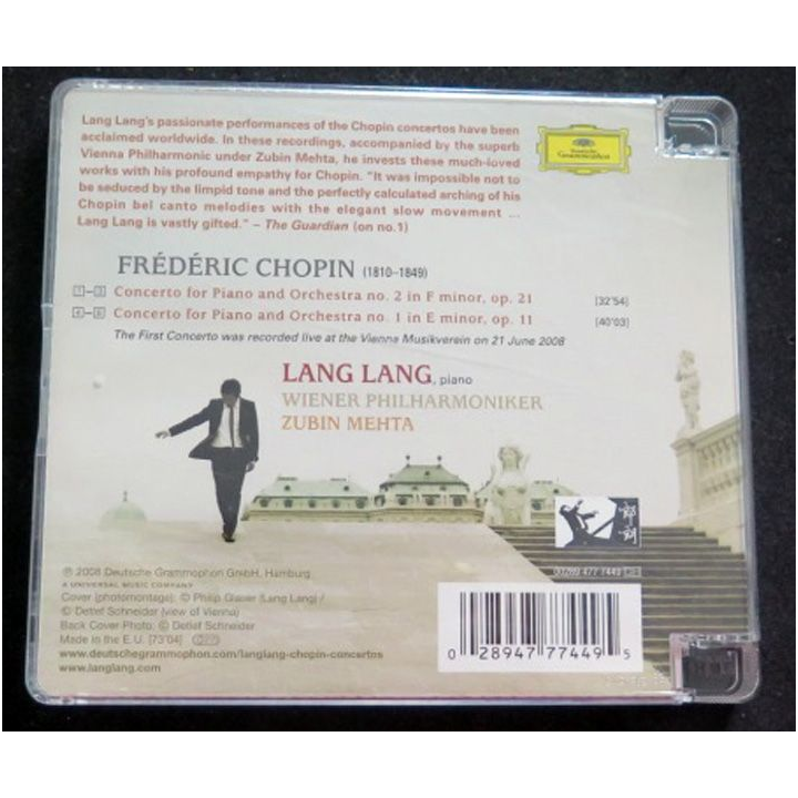 DISQUE CD Lang Lang Chopin piano concerto 