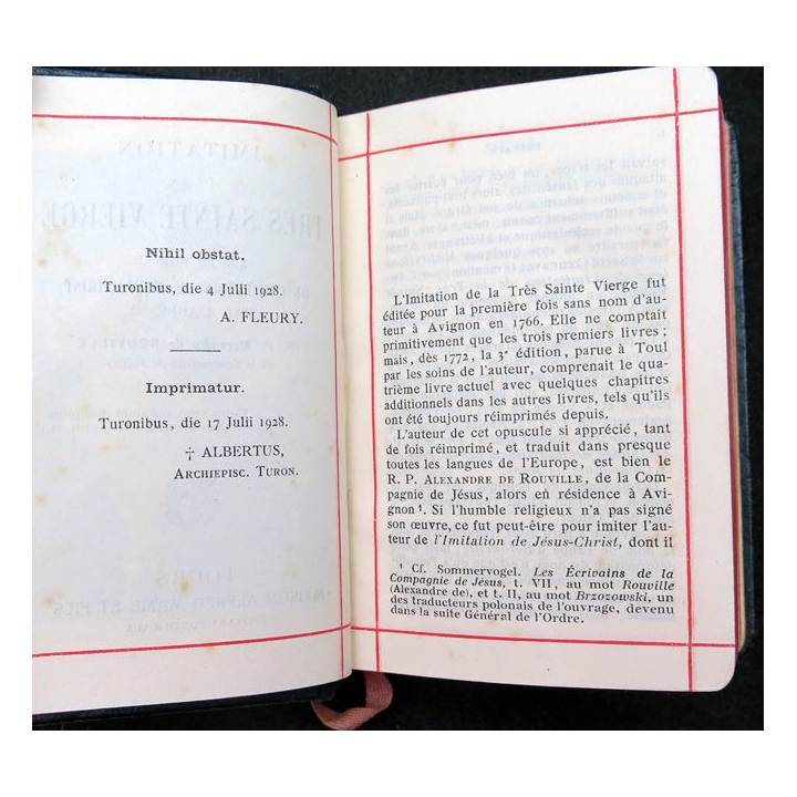 Imitation de la Très Sainte Vierge par A. de Rouville de la compagnie de Jésus en cuir 1928 
