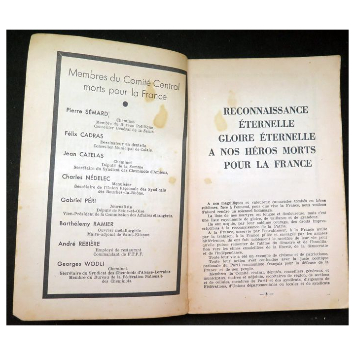Rapport du Comité central X° congrès du Parti communiste 1937-1945 Juin 1945