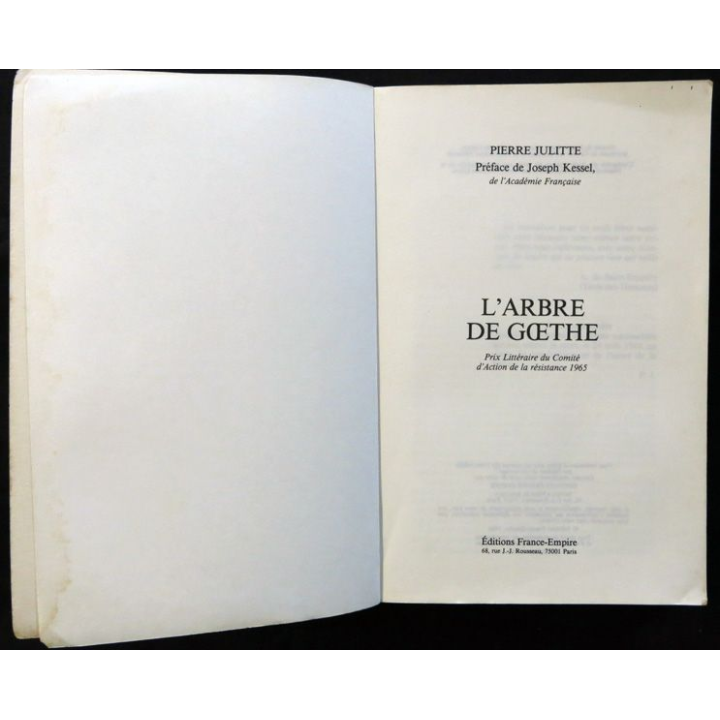 L'arbre de Goethe de Pierre Juliette aux éditions France-Empire