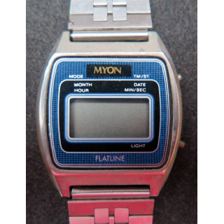 Montre Myon Flatline à quartz made in Hong Kong avec certificat d'achat 1981