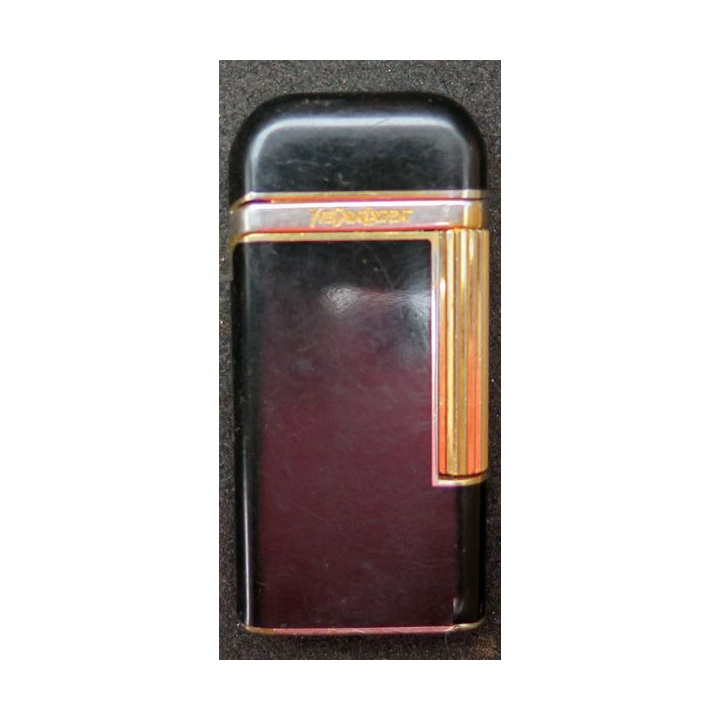 BRIQUET : briquet en acier noir (éclat) Yves St laurent 1 x 3 x 6,5 cm