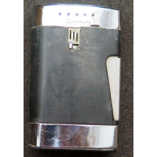 BRIQUET : briquet en acier noir et argenté Ronson 6 x 4 x 1 cm