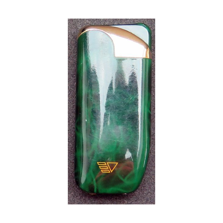 BRIQUET : briquet vert et doré 6,8 x 3 x 1,2 cm