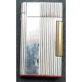 BRIQUET : briquet en acier argenté et doré Crown 6 x 3,2 x 0,7 cm