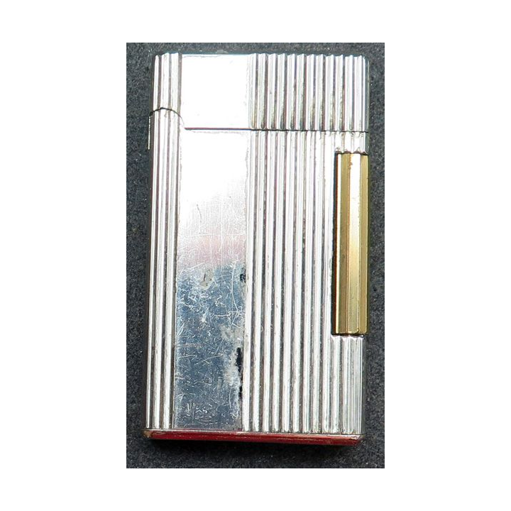 BRIQUET : briquet en acier argenté et doré Crown 6 x 3,2 x 0,7 cm