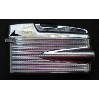 BRIQUET : briquet en acier argenté Ronson Varaflame breveté S.G.D.G 6,5 x 3,5 x 1,2 cm