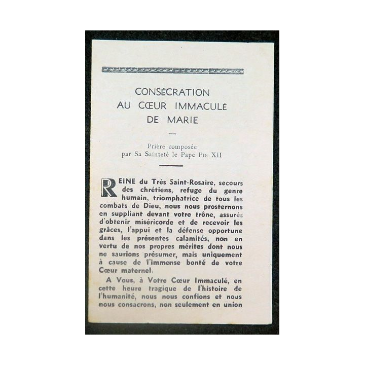 IMAGE PIEUSE : Consécration au coeur immaculé de Marie