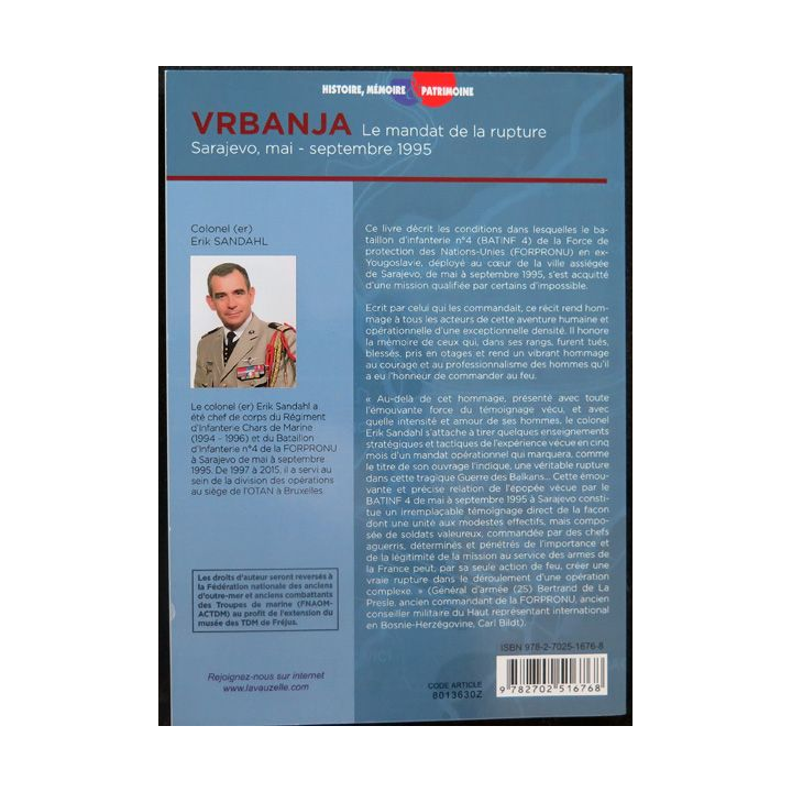 Vrbanja le mandat de la rupture Sarajevo mai sept 1995 par le Colonel Erik Sandahl