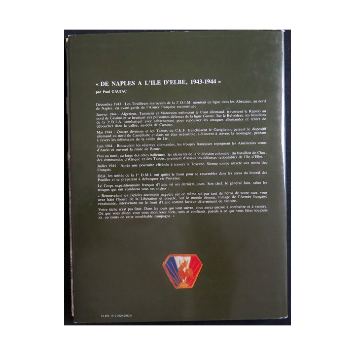 L'armée de la Victoire Tome 2 De naples à l'ïle d'Elbe 1943 - 44 de Paul Gaujac Lavauzelle 1984 Toilé