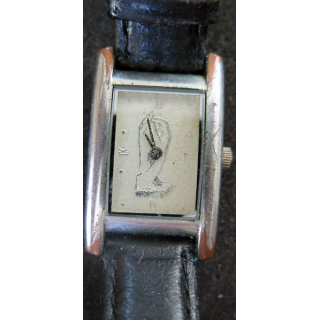 Montre femme avec bracelet cuir argenture usée