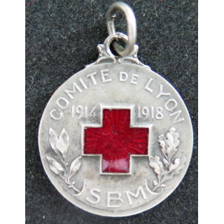 FRANCE : médaille de la croix rouge du secours aux blessés militaires du comité de lyon 1914-1918
