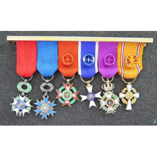 FRANCE : Brochette miniature de 6 ordres français et internationaux