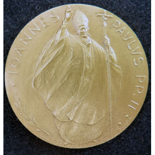 Médaille en bronze du pape Jean Paul II par Manfrini en écrin