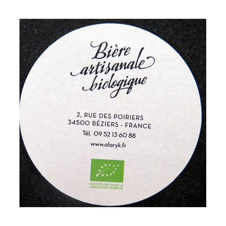 DESSOUS DE VERRE A BIÈRE Alaryk brasserie artisanale Craft beer diamètre 9 cm