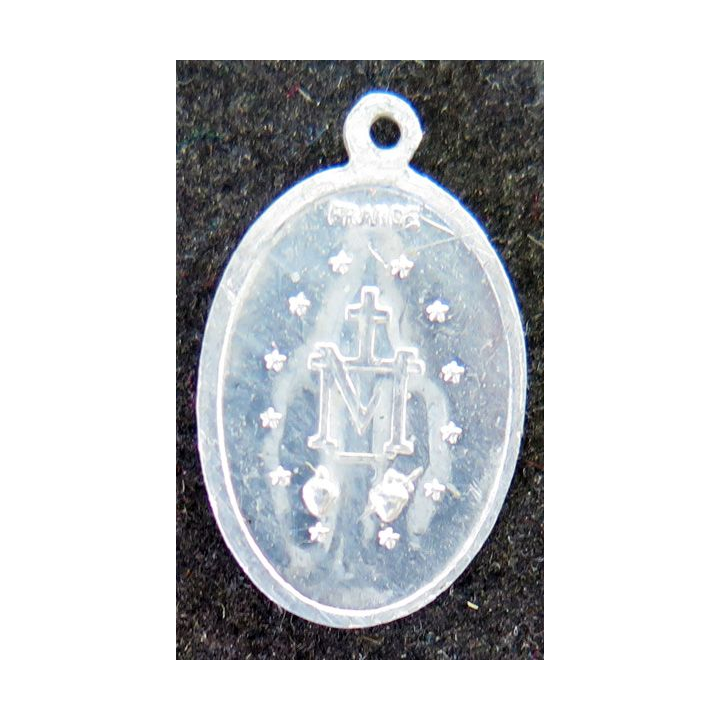 Médaille de la Vierge Marie en métal blanc