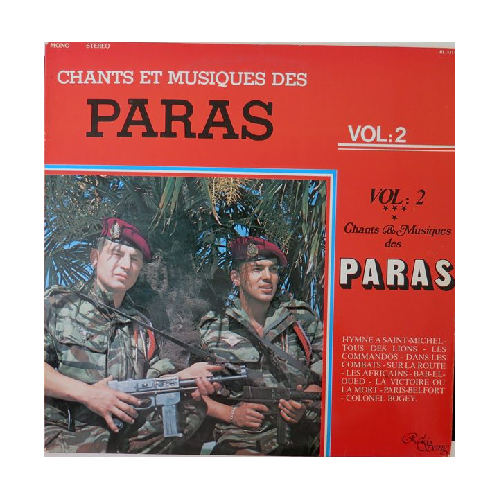 DISQUE 33 TOURS : Chants et Musiques des Paras volume 2 
