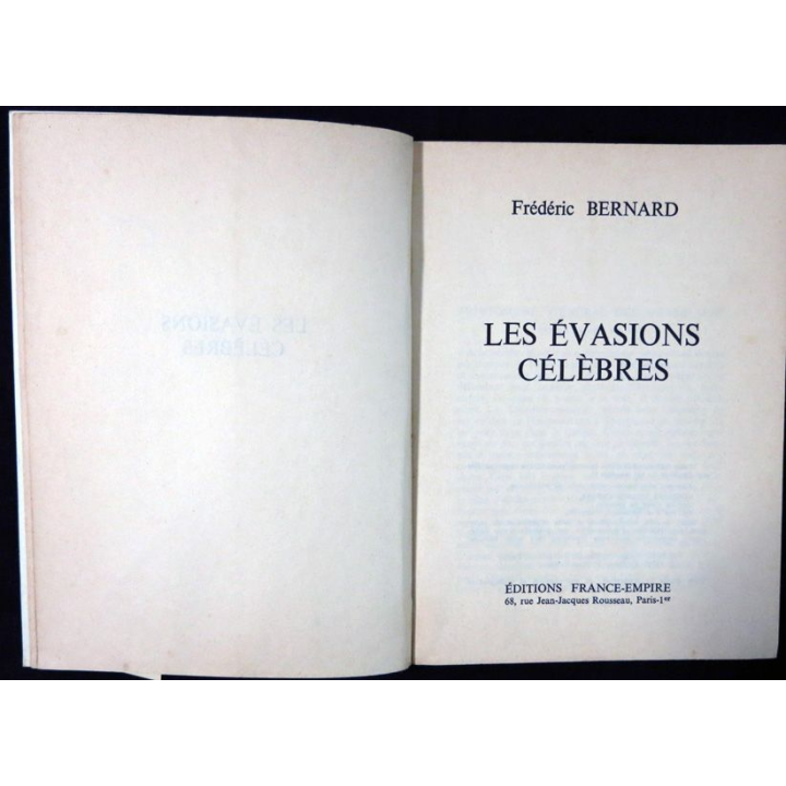 Les évasions célèbres de Frédéric Bernard aux Editions France-Empire
