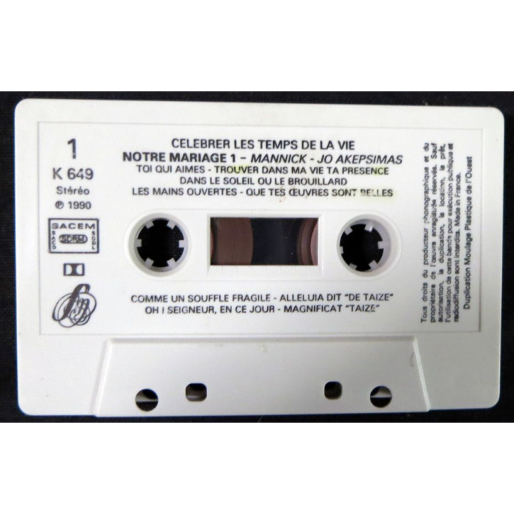Cassette audio : Célébrer les temps de la vie Notre mariage N°1 éditions Studio SM 1990