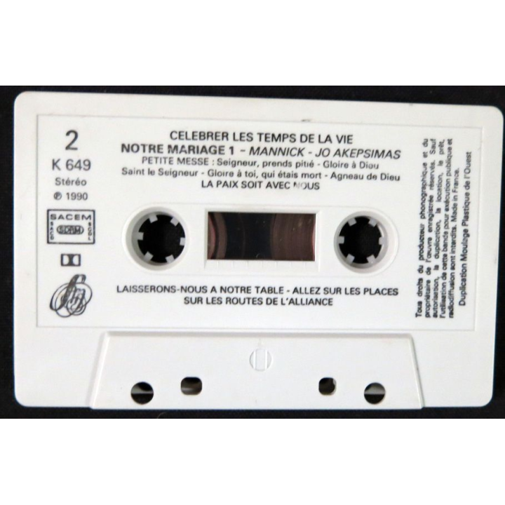 Cassette audio : Célébrer les temps de la vie Notre mariage N°1 éditions Studio SM 1990
