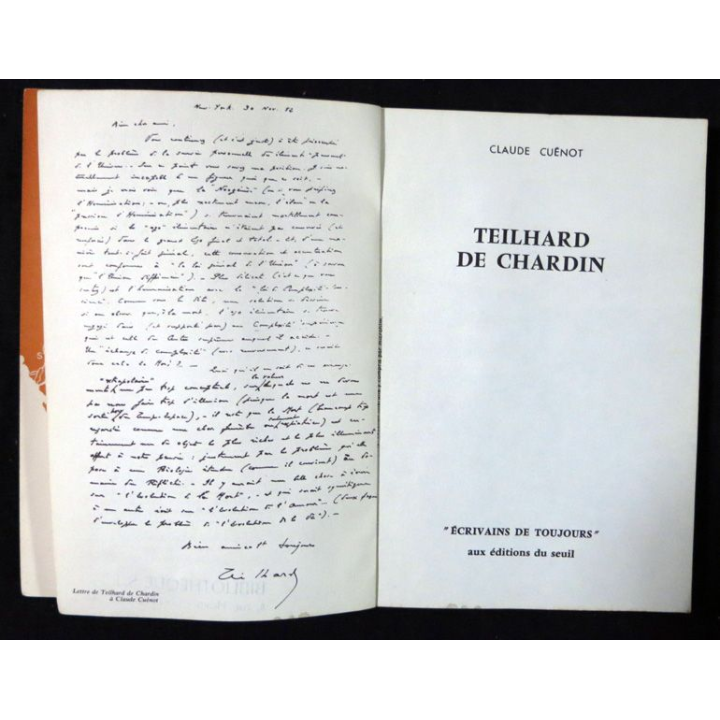 Teilhard de Chardin "Ecrivain toujours" de Claude Guénot aux Editions du Seuil 1962