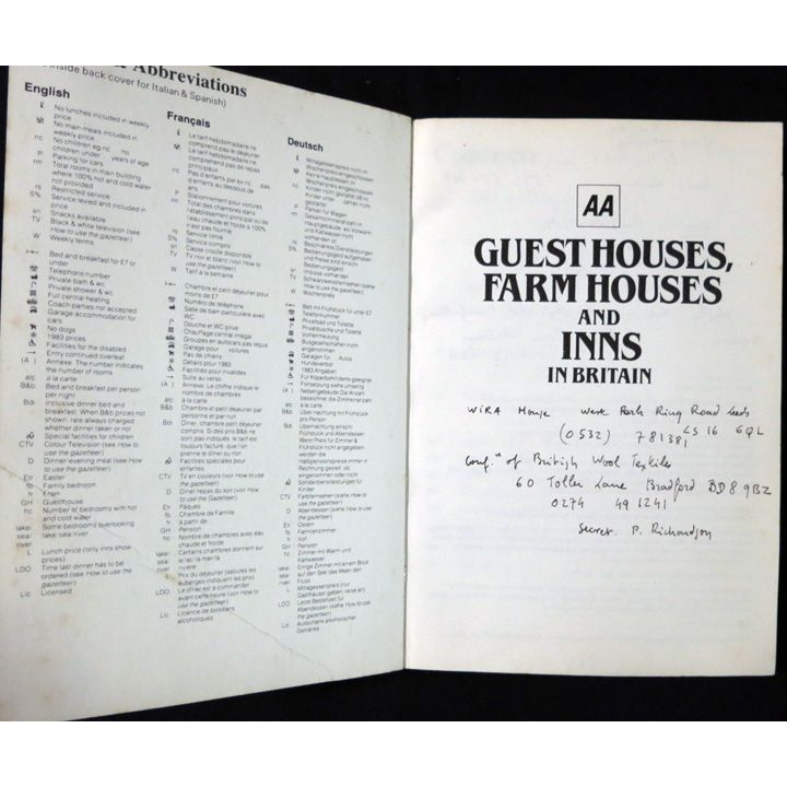 Guesthouses, Farmhouse and Inns in Britain de la british Tourist Authority
