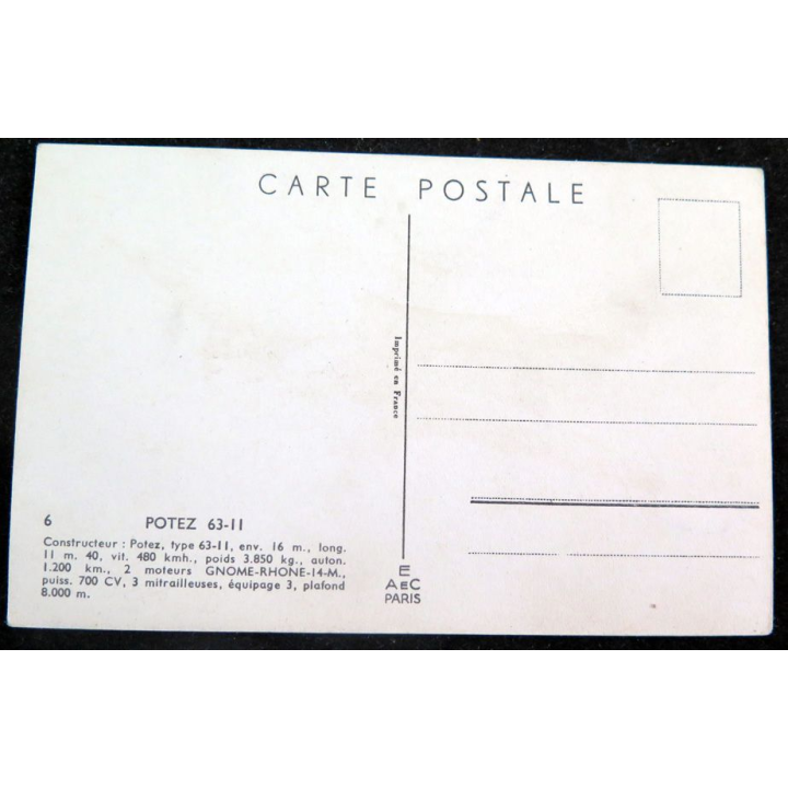 Carte postale dessin de POTEZ 63-11 avions de Guerre 39-45 EAEC PARIS