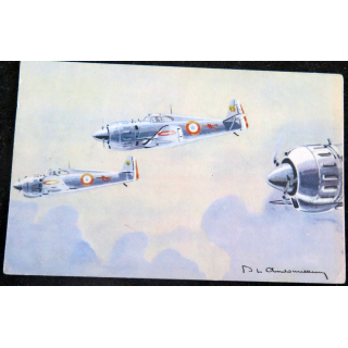 Carte postale dessin de BLOCH 152 avions de Guerre 39-45 EAEC PARIS