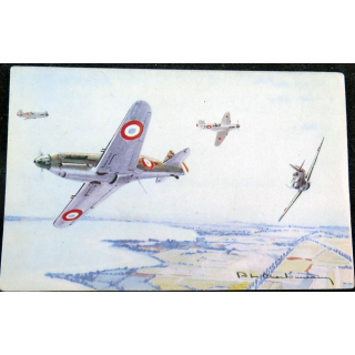 Carte postale dessin de DEWOITINE 520 avions de Guerre 39-45 EAEC PARIS