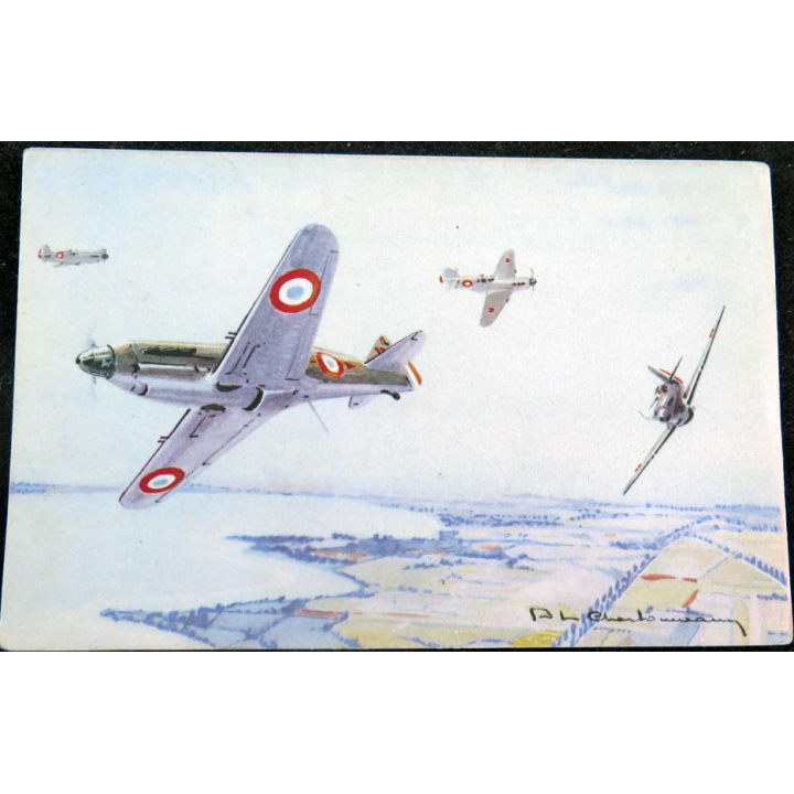 Carte postale dessin de DEWOITINE 520 avions de Guerre 39-45 EAEC PARIS