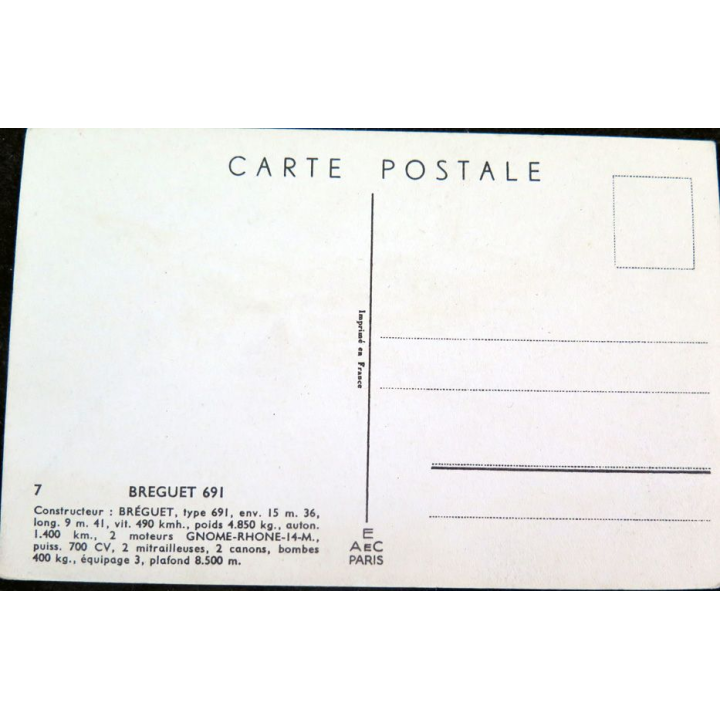 Carte postale dessin de BREGUET 691 avions de Guerre 39-45 EAEC PARIS