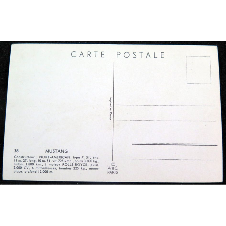Carte postale dessin de MUSTANG avions de Guerre 39-45 EAEC PARIS