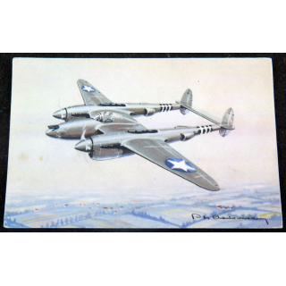 Carte postale dessin de LIGHTNING avions de Guerre 39-45 EAEC PARIS