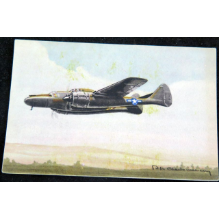 Carte postale dessin de BLACK-WIDOW avions de Guerre 39-45 EAEC PARIS