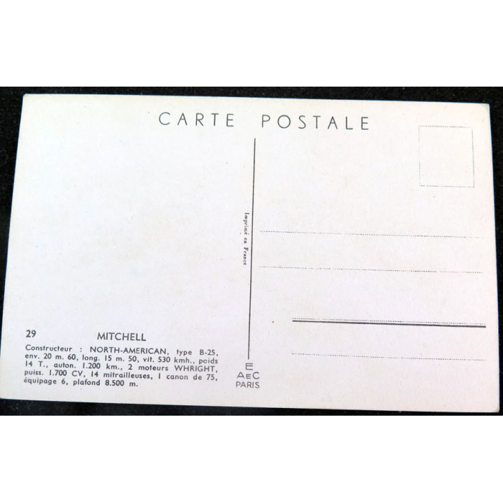 Carte postale dessin de MITCHELL avions de Guerre 39-45 EAEC PARIS
