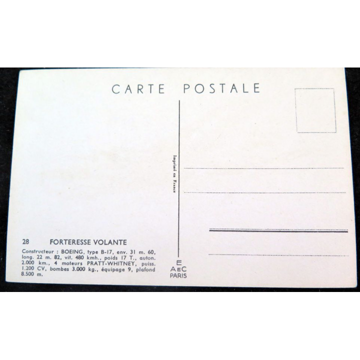 Carte postale dessin de FORTERESSE VOLANTE avions de Guerre 39-45 EAEC PARIS
