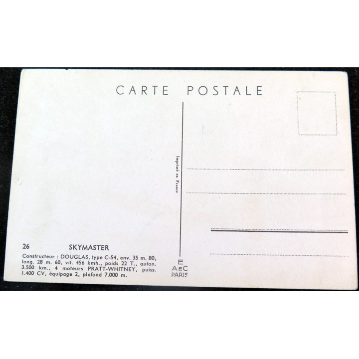 Carte postale dessin de SKYMASTER avions de Guerre 39-45 EAEC PARIS