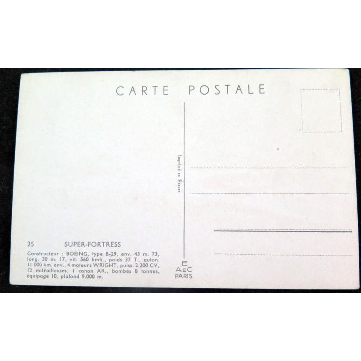 Carte postale dessin de SUPER-FORTRESS avions de Guerre 39-45 EAEC PARIS