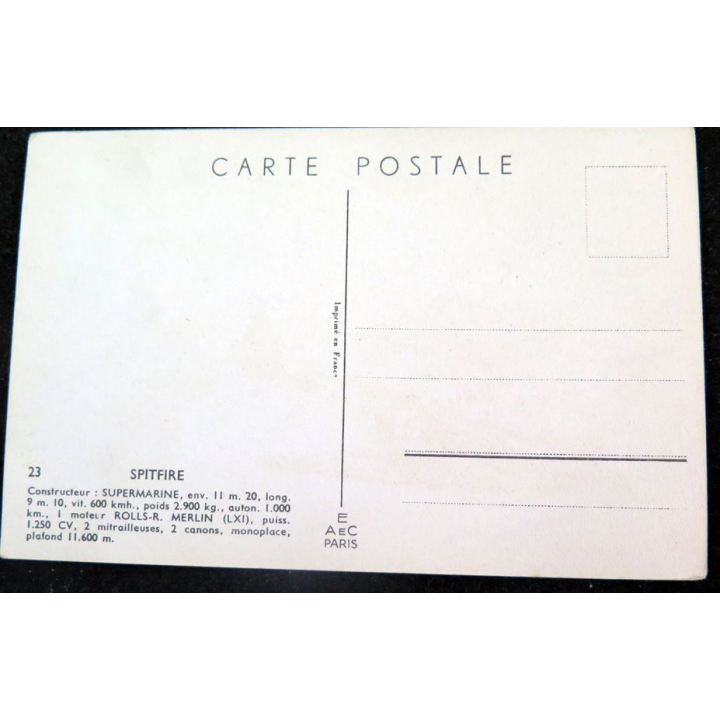 Carte postale dessin de SPITFIRE avions de Guerre 39-45 EAEC PARIS